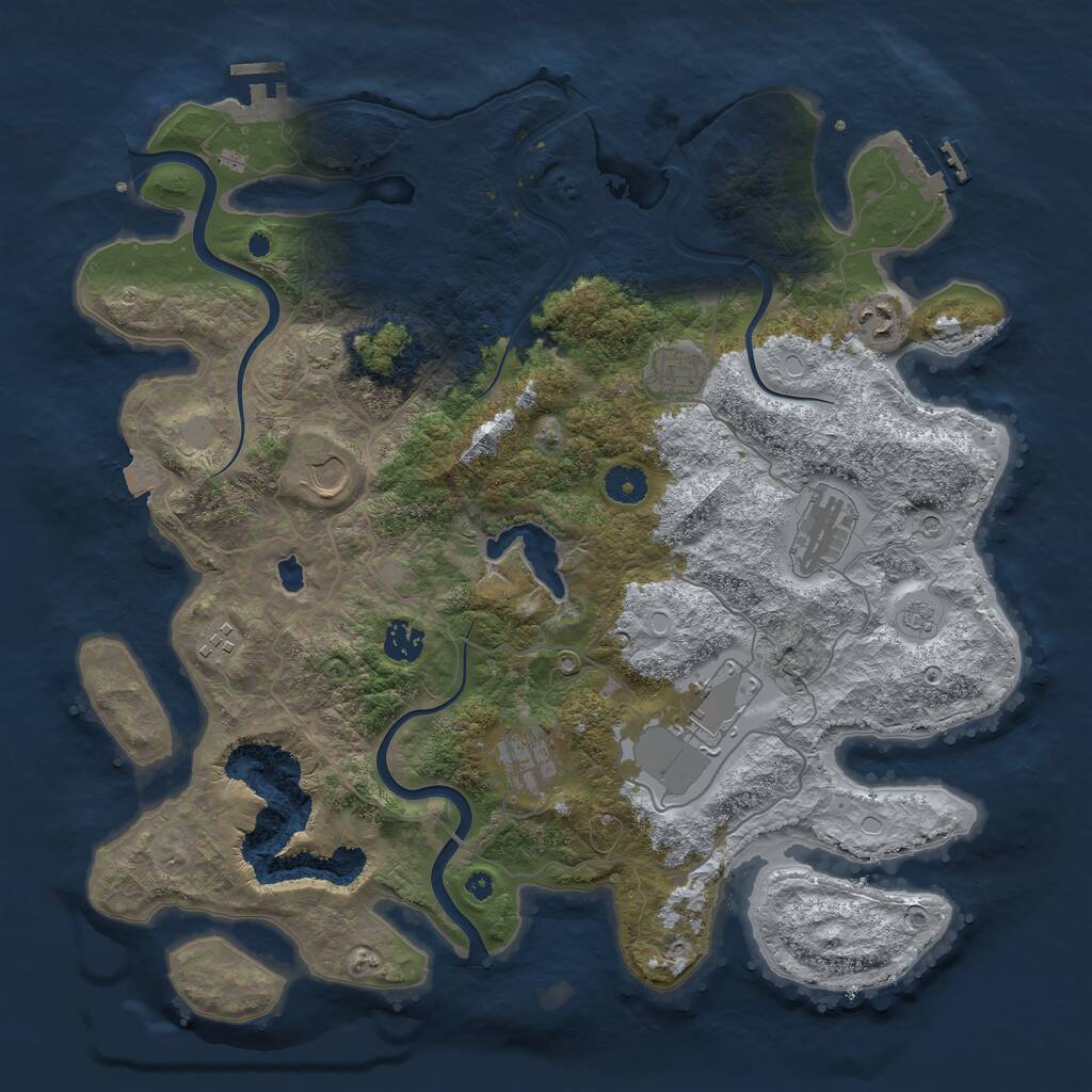 Rust Map: Procedural Map, Size: 4000, Seed: 1452694036, 14 Monuments