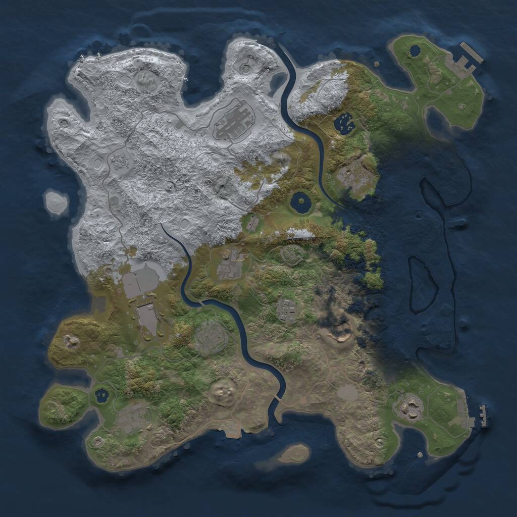 Rust Map: Procedural Map, Size: 3750, Seed: 951933464, 16 Monuments