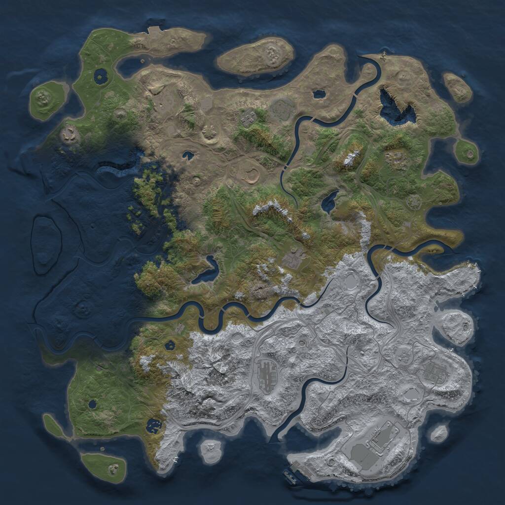 Rust Map: Procedural Map, Size: 5000, Seed: 84131174, 17 Monuments