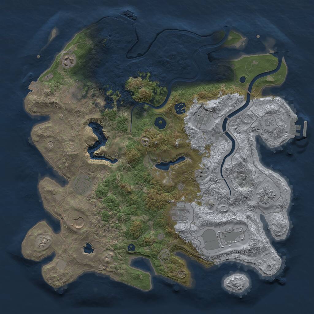 Rust Map: Procedural Map, Size: 4000, Seed: 2421, 16 Monuments