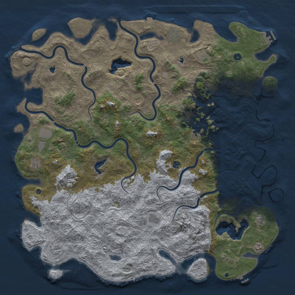 Rust Map: Procedural Map, Size: 6000, Seed: 345245453, 17 Monuments