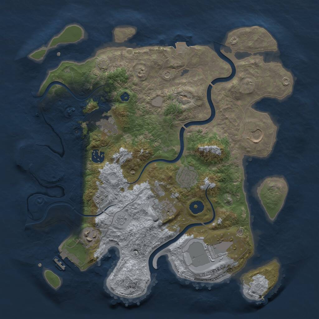 Rust Map: Procedural Map, Size: 3500, Seed: 641294861, 14 Monuments