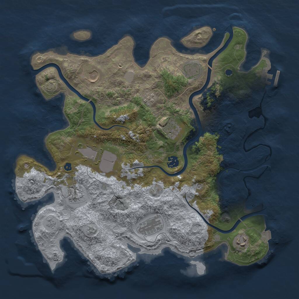 Rust Map: Procedural Map, Size: 3750, Seed: 95799580, 14 Monuments