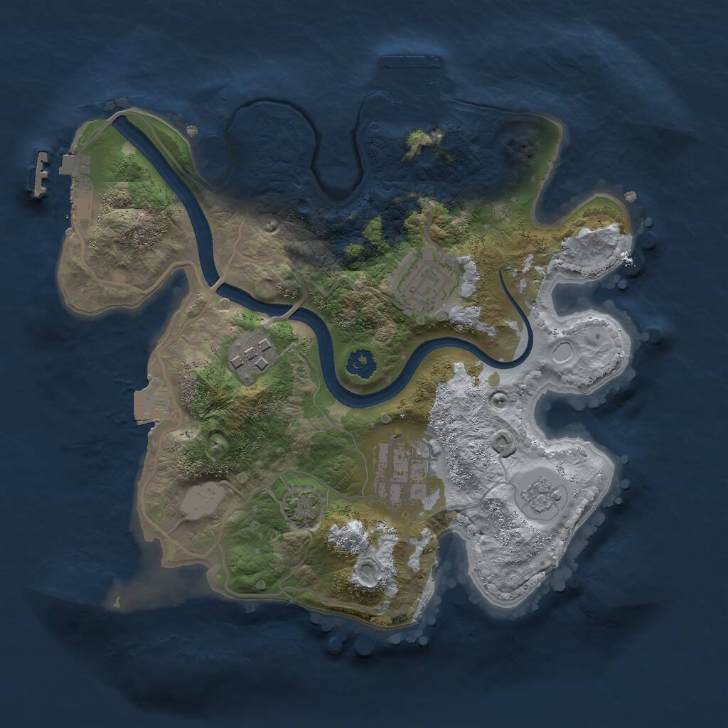Rust Map: Procedural Map, Size: 2500, Seed: 1137583173, 8 Monuments