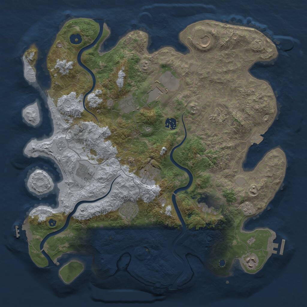 Rust Map: Procedural Map, Size: 3950, Seed: 42654823, 17 Monuments