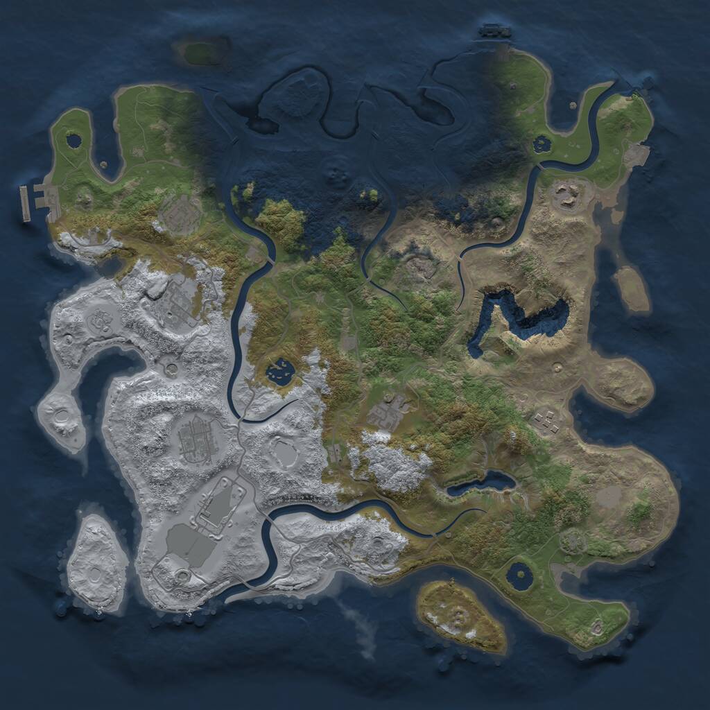 Rust Map: Procedural Map, Size: 4000, Seed: 1055968642, 14 Monuments