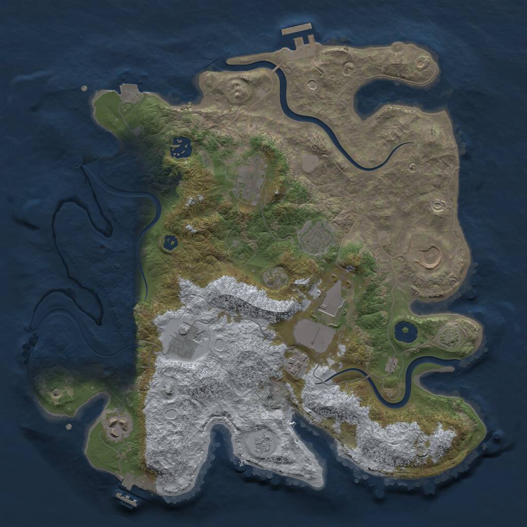 Rust Map: Procedural Map, Size: 3500, Seed: 1994506844, 14 Monuments