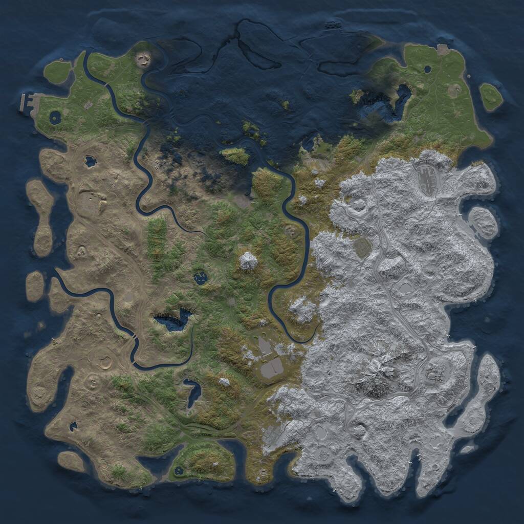 Rust Map: Procedural Map, Size: 6000, Seed: 2075776723, 17 Monuments