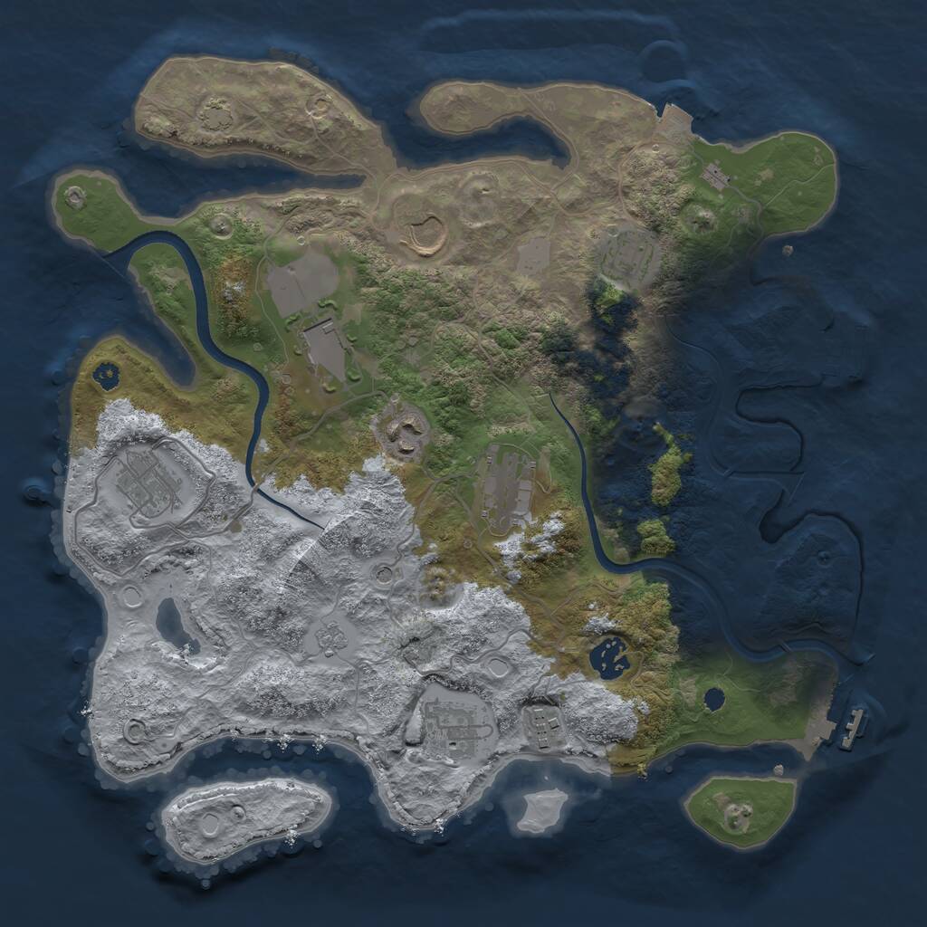 Rust Map: Procedural Map, Size: 3500, Seed: 435227395, 15 Monuments