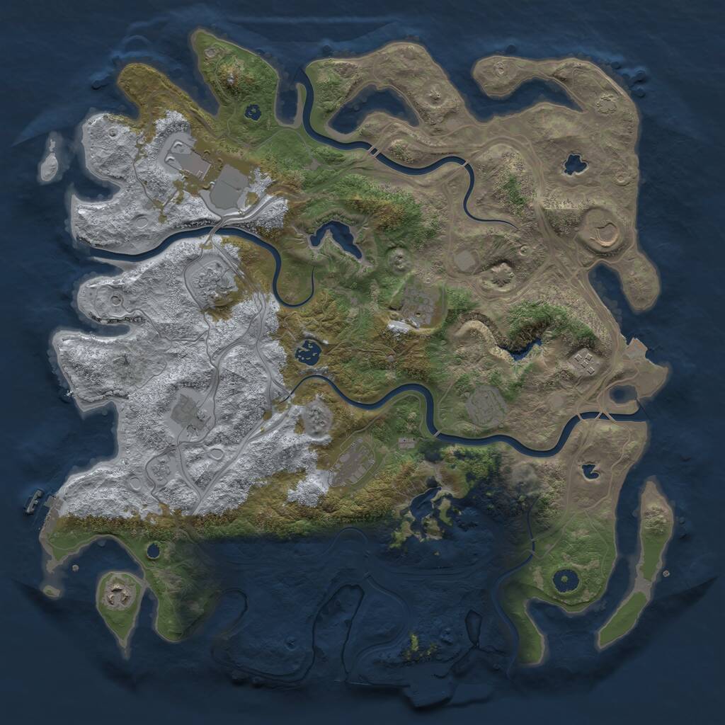 Rust Map: Procedural Map, Size: 4500, Seed: 123942, 16 Monuments