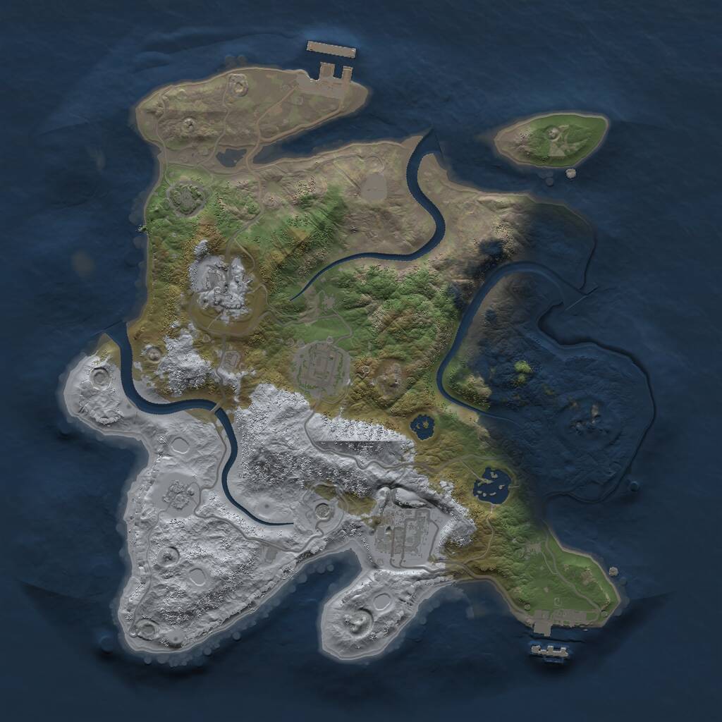 Rust Map: Procedural Map, Size: 3000, Seed: 59448, 10 Monuments