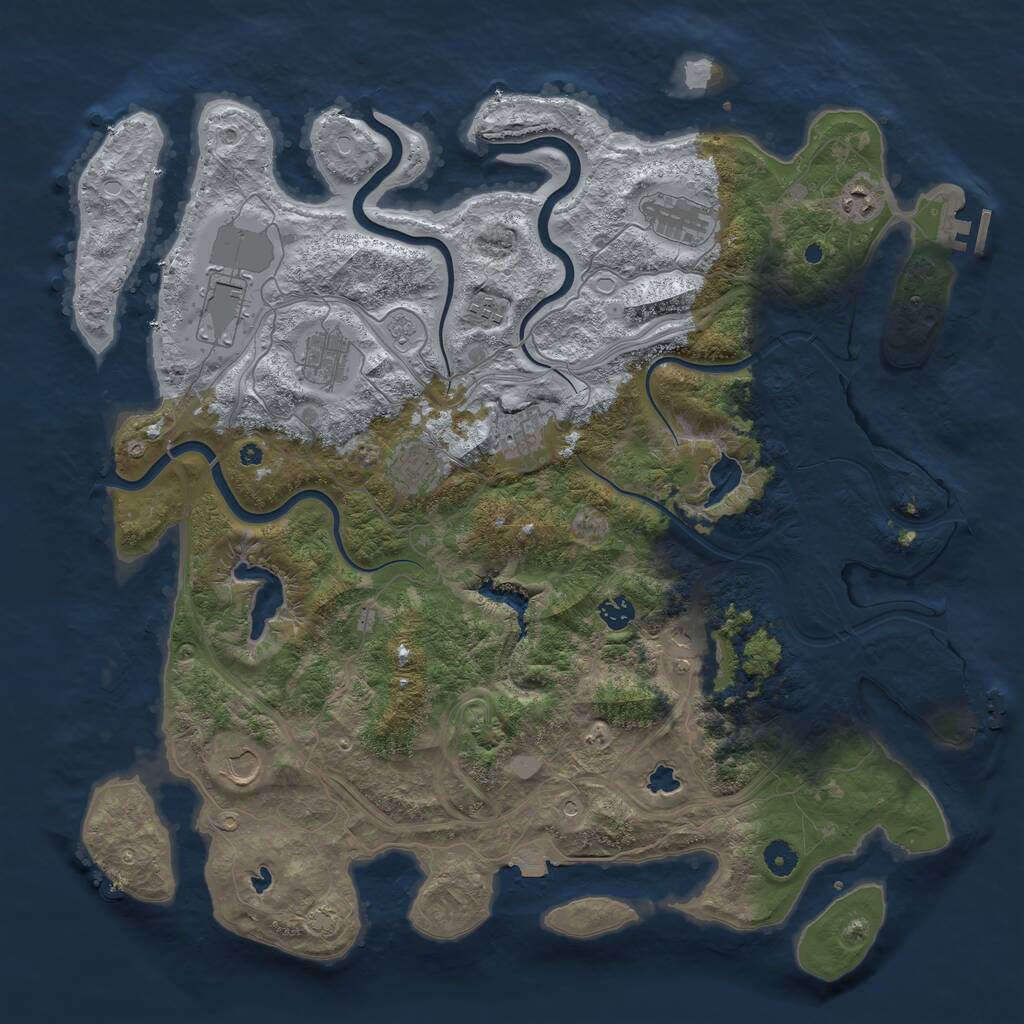 Rust Map: Procedural Map, Size: 4500, Seed: 1755010, 16 Monuments