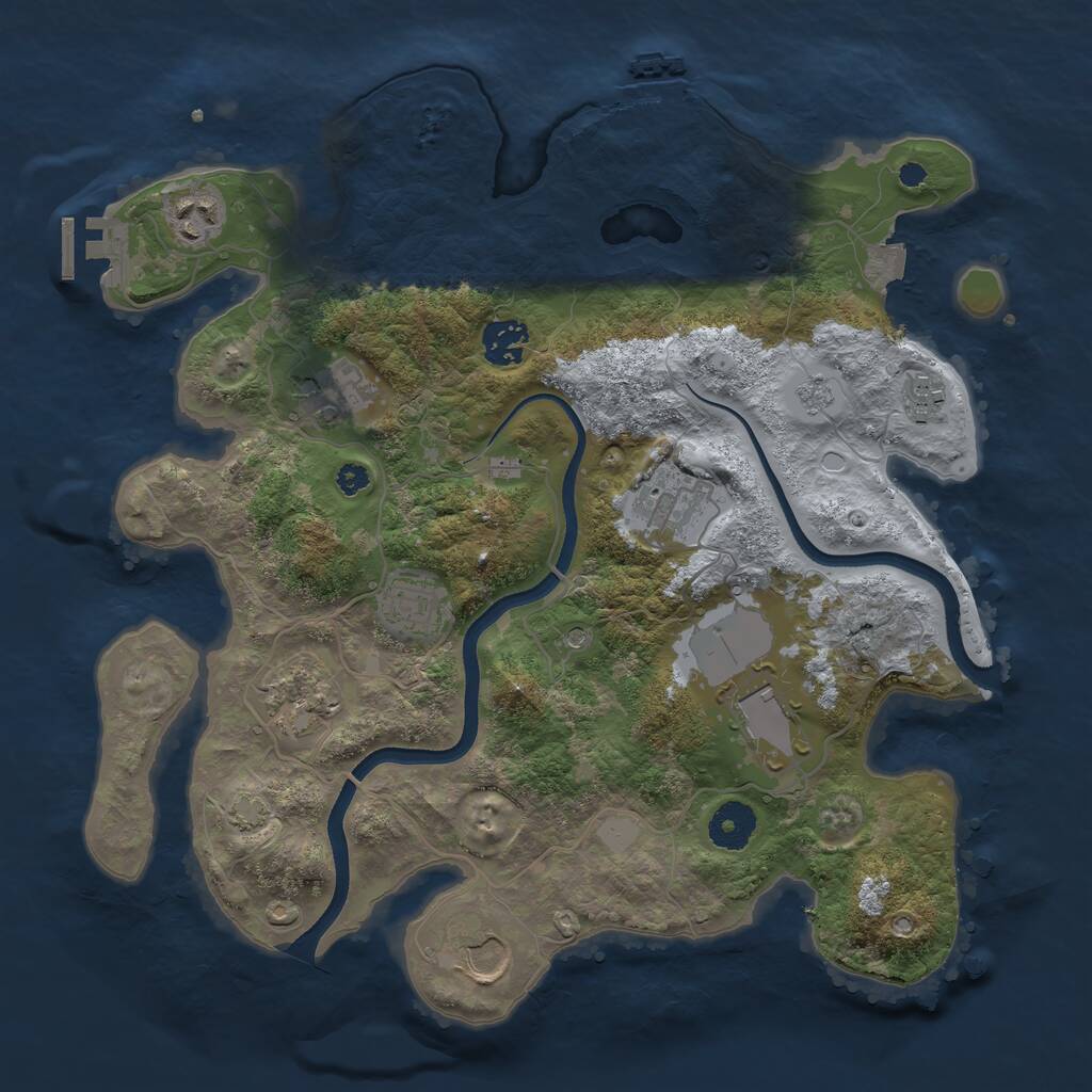 Rust Map: Procedural Map, Size: 3500, Seed: 245327, 15 Monuments