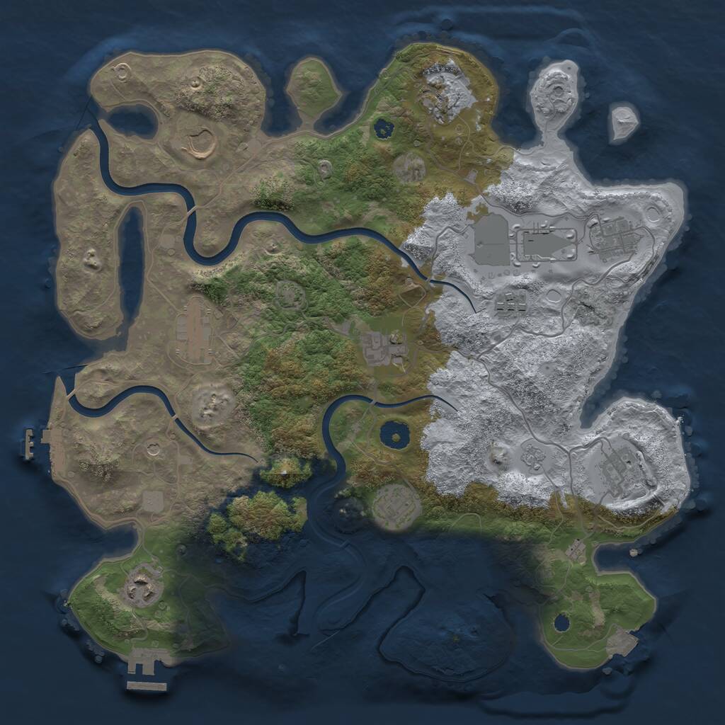 Rust Map: Procedural Map, Size: 3700, Seed: 1192578254, 16 Monuments