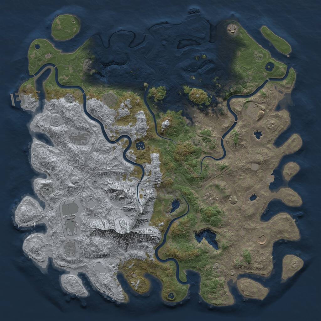 Rust Map: Procedural Map, Size: 5250, Seed: 7007, 17 Monuments
