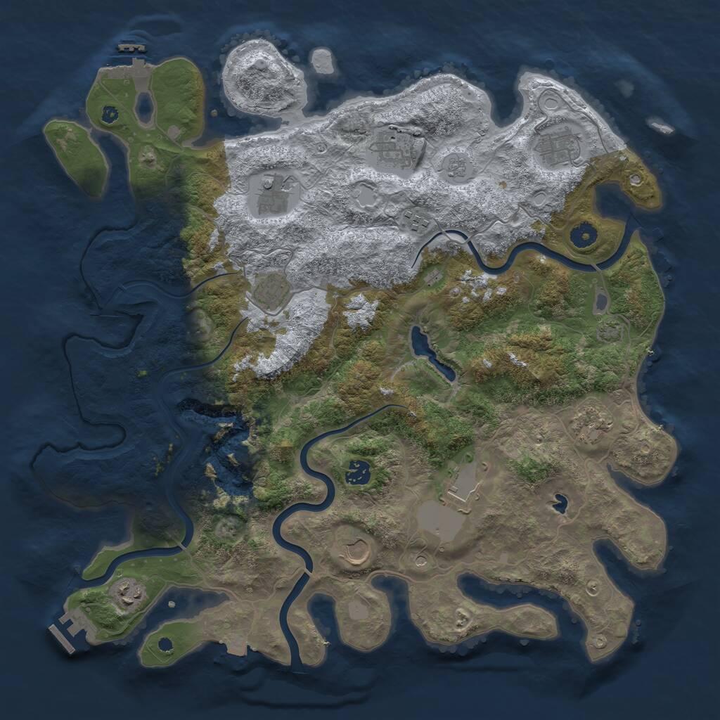 Rust Map: Procedural Map, Size: 4200, Seed: 99299, 16 Monuments