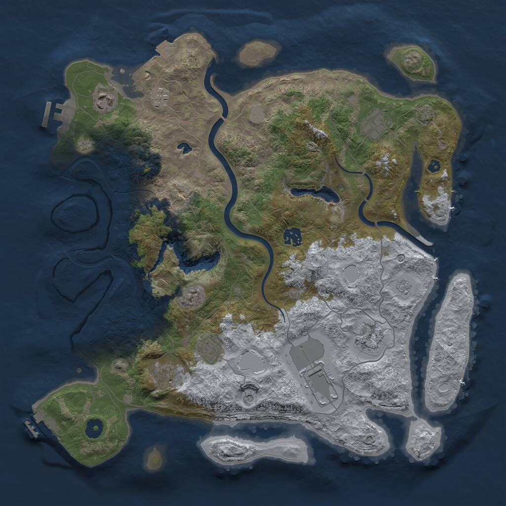 Rust Map: Procedural Map, Size: 4000, Seed: 123243, 14 Monuments