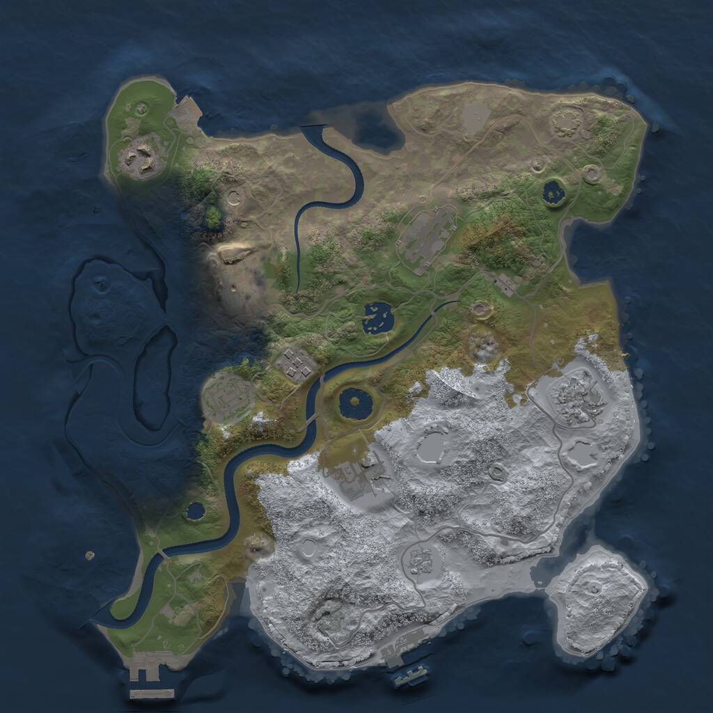 Rust Map: Procedural Map, Size: 3250, Seed: 1203465796, 14 Monuments
