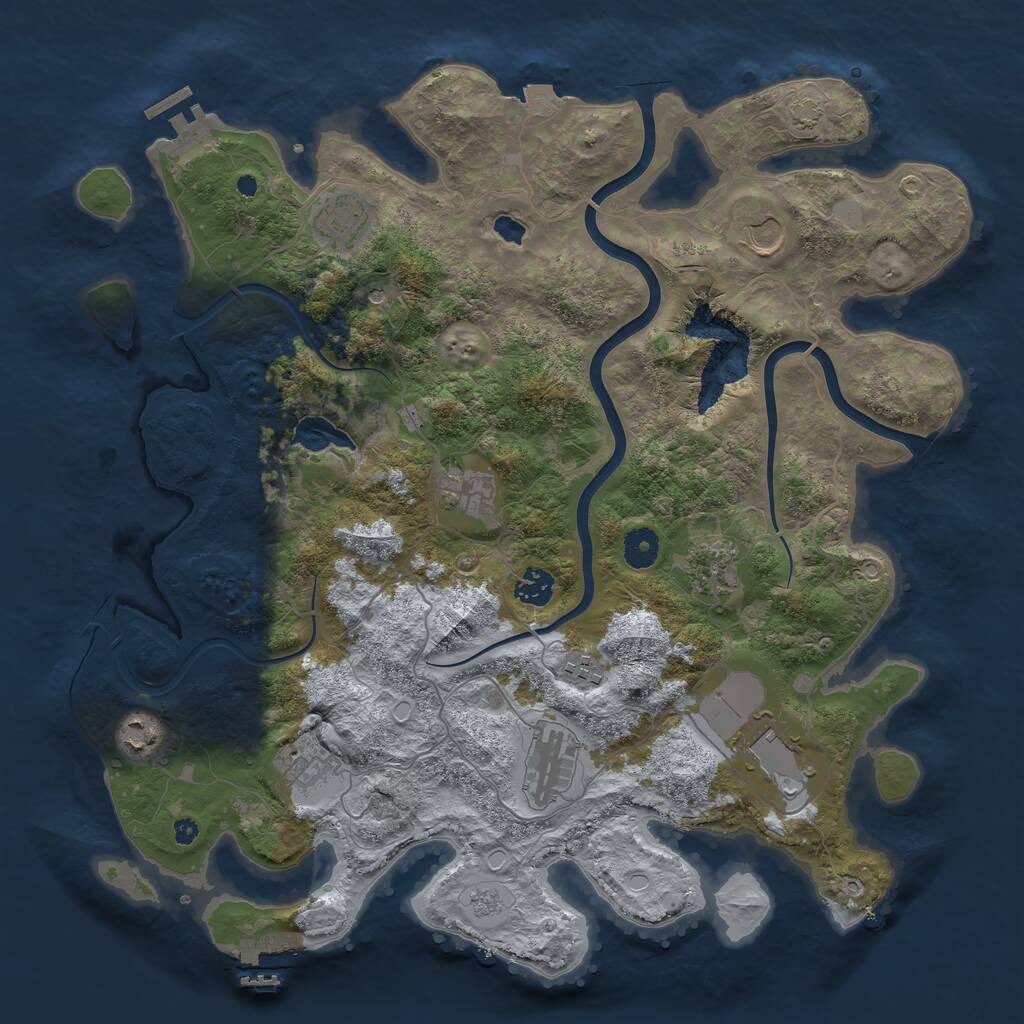 Rust Map: Procedural Map, Size: 4000, Seed: 1055068642, 16 Monuments