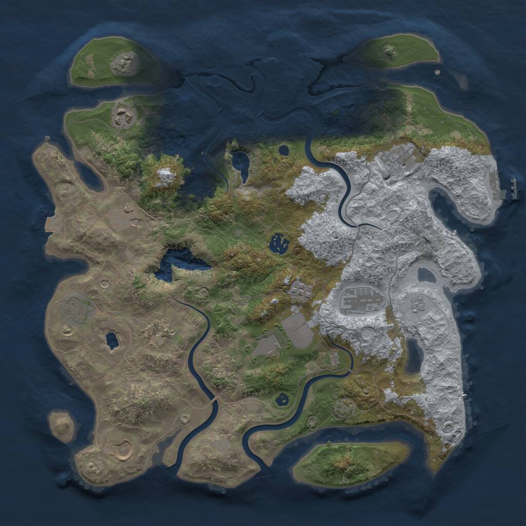 Rust Map: Procedural Map, Size: 4000, Seed: 1915723344, 16 Monuments