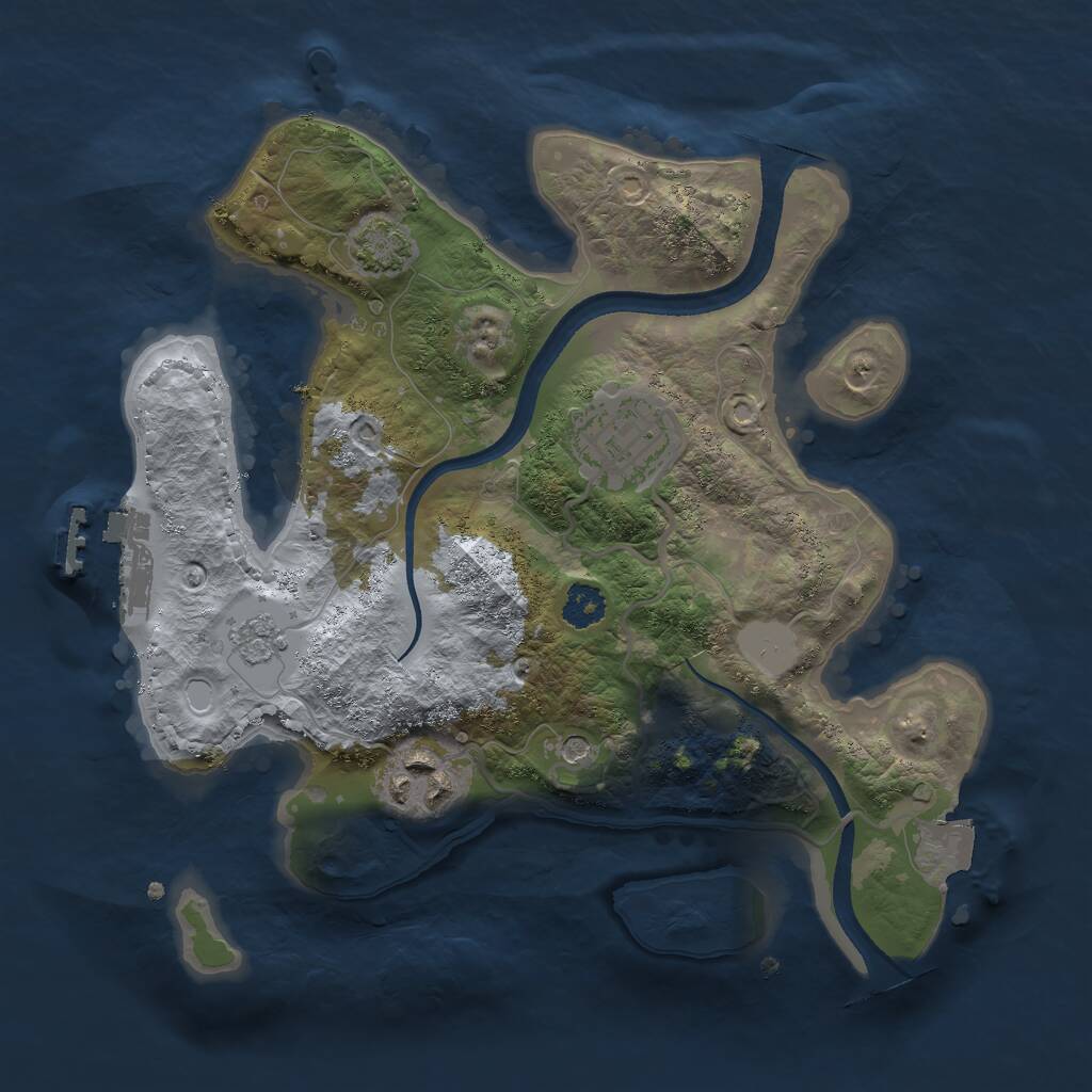 Rust Map: Procedural Map, Size: 2500, Seed: 654314368, 7 Monuments