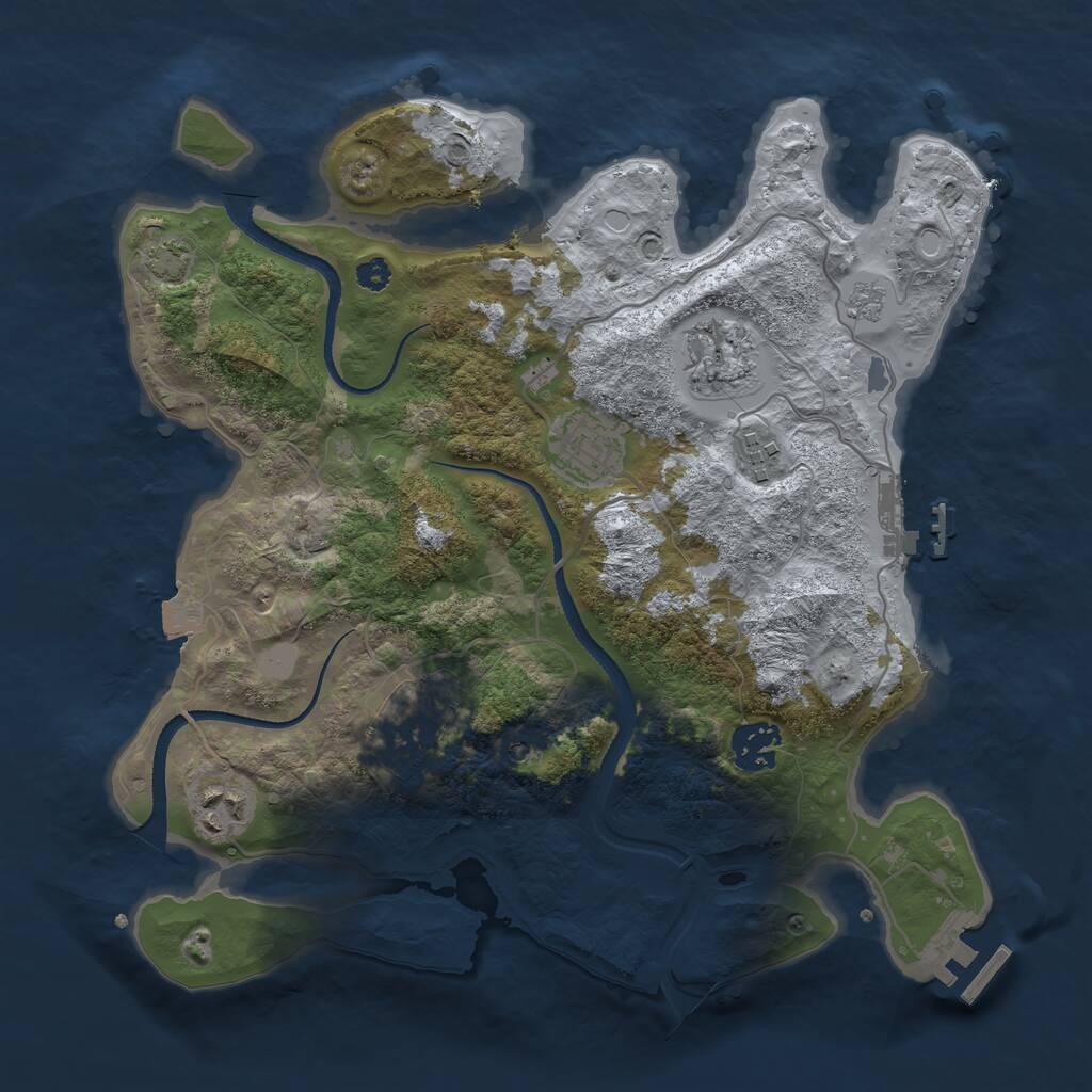 Rust Map: Procedural Map, Size: 3250, Seed: 1214997389, 12 Monuments