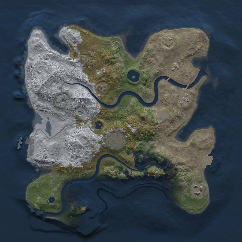 Rust Map: Procedural Map, Size: 3000, Seed: 1005114534, 10 Monuments