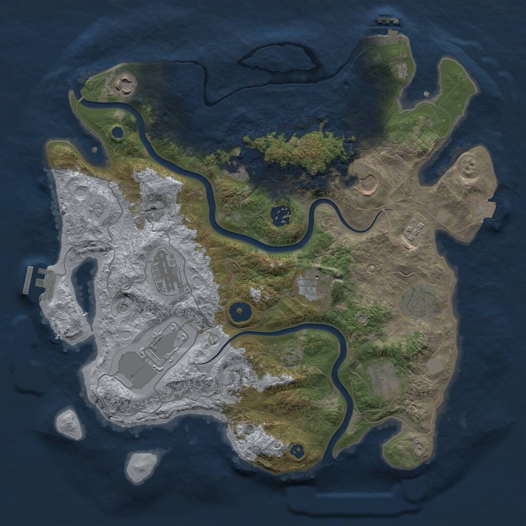 Rust Map: Procedural Map, Size: 3750, Seed: 37924197, 17 Monuments