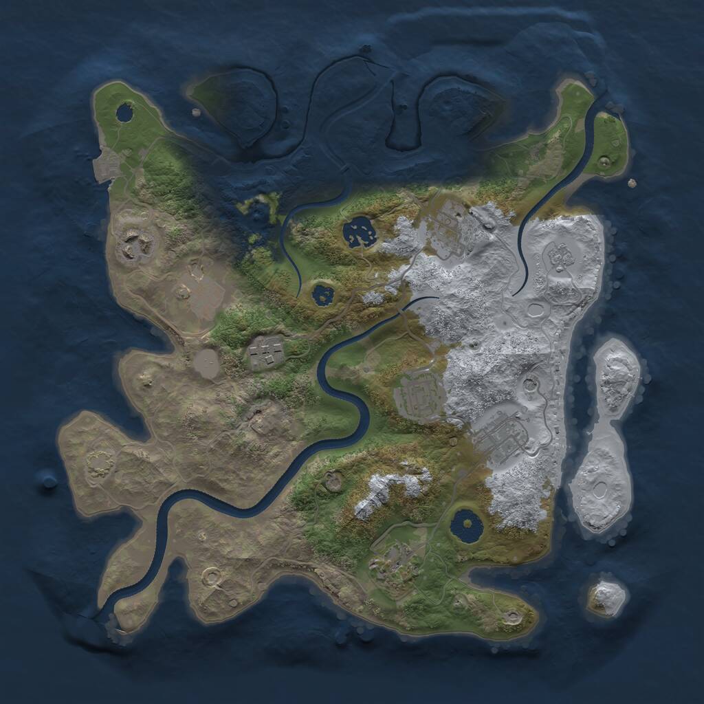 Rust Map: Procedural Map, Size: 3275, Seed: 406791640, 12 Monuments