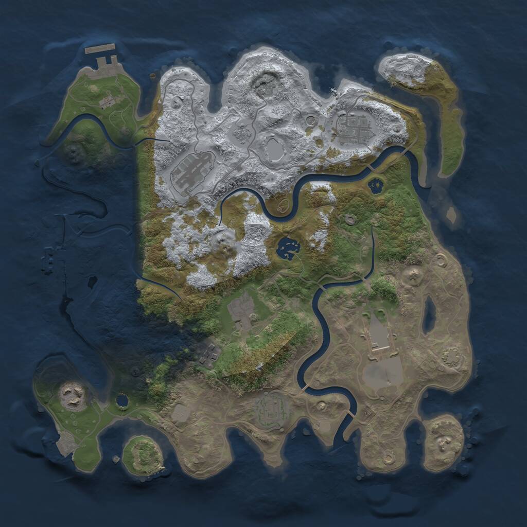 Rust Map: Procedural Map, Size: 3500, Seed: 29611, 14 Monuments