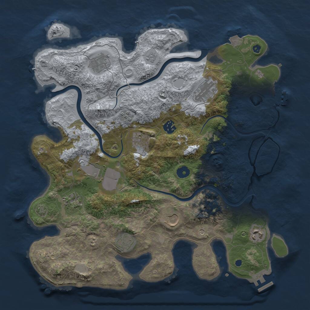 Rust Map: Procedural Map, Size: 3750, Seed: 1057109036, 16 Monuments