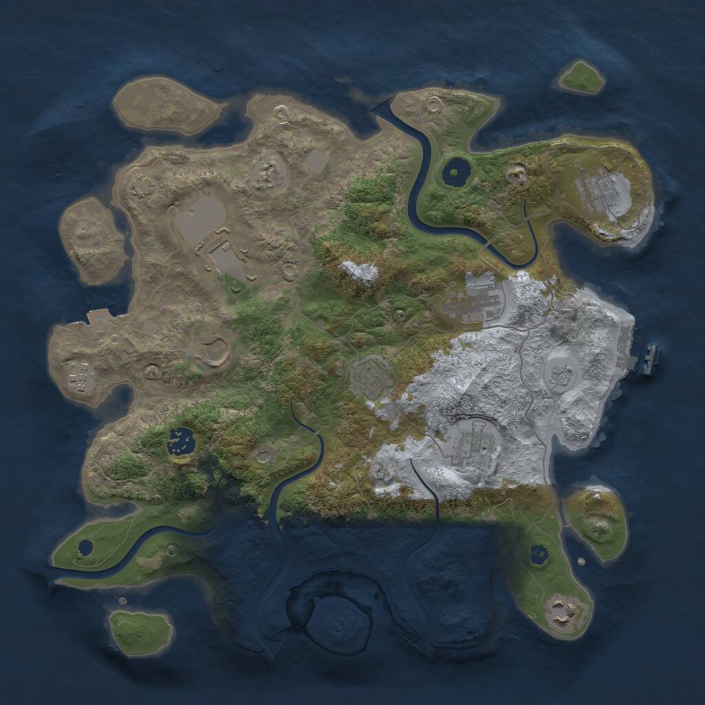 Rust Map: Procedural Map, Size: 3700, Seed: 1040736413, 14 Monuments