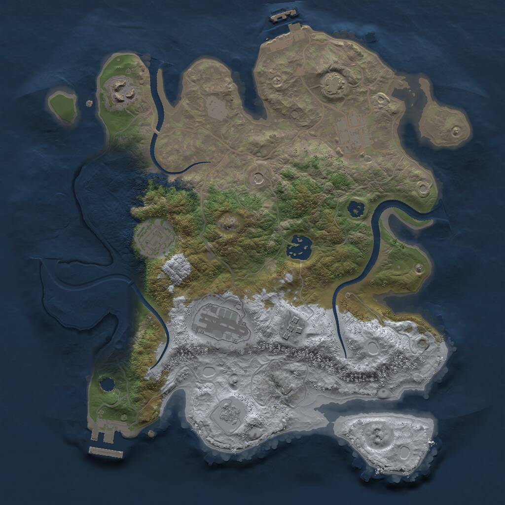 Rust Map: Procedural Map, Size: 3000, Seed: 1640038925, 12 Monuments