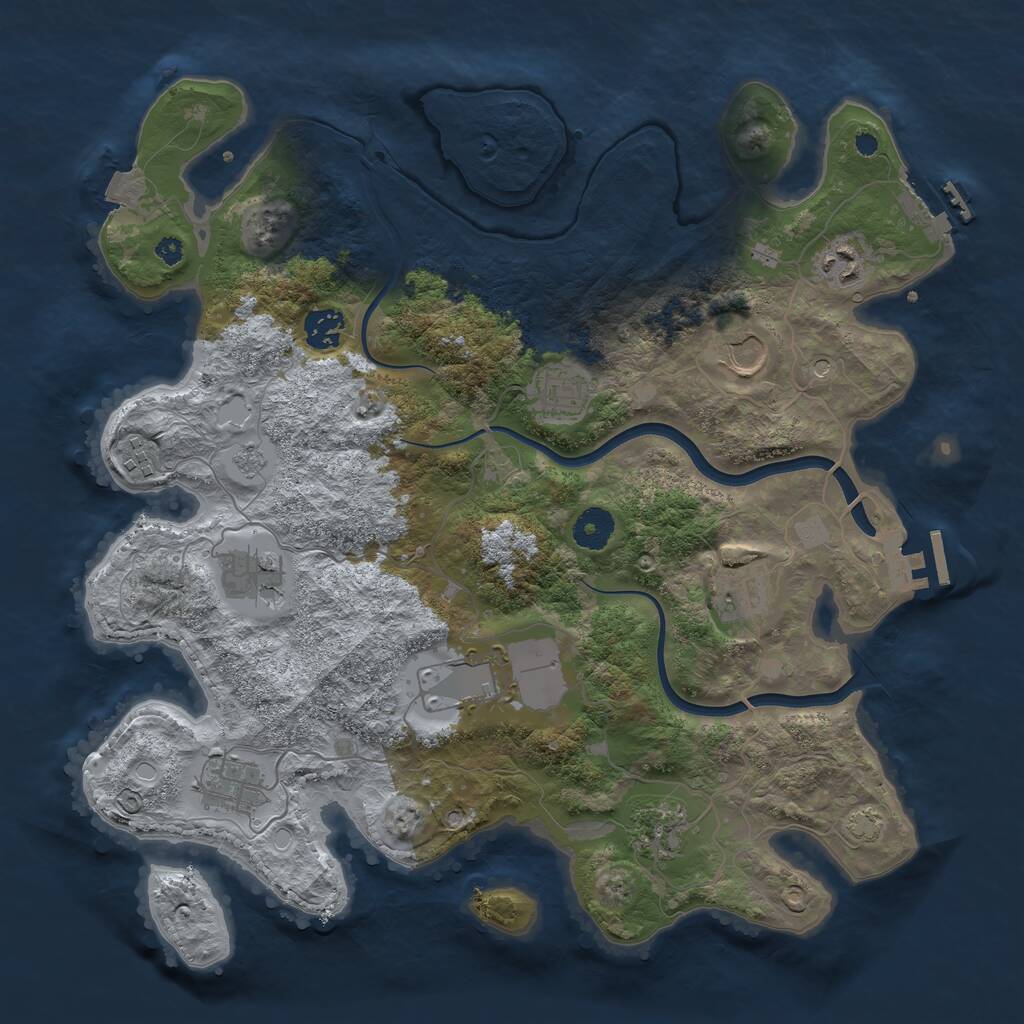 Rust Map: Procedural Map, Size: 3750, Seed: 1204073727, 16 Monuments