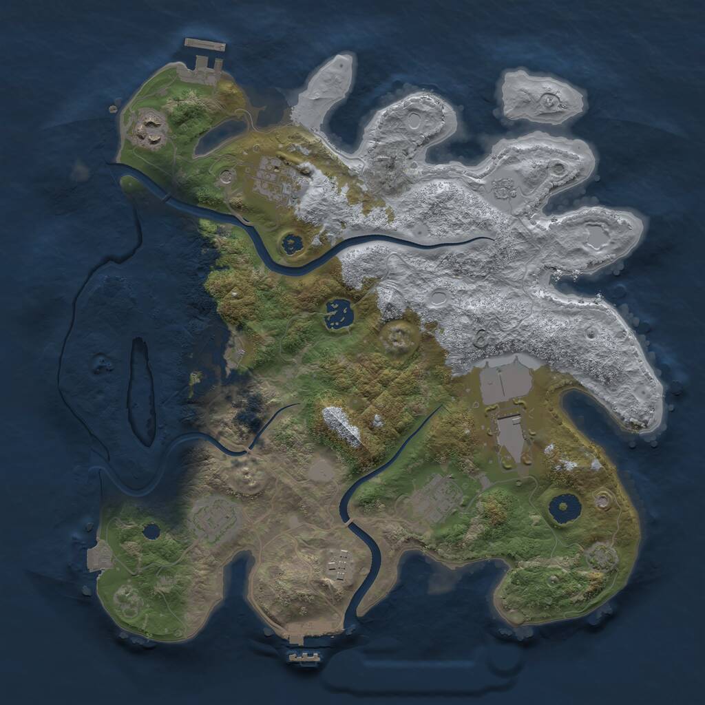 Rust Map: Procedural Map, Size: 3500, Seed: 746295, 14 Monuments