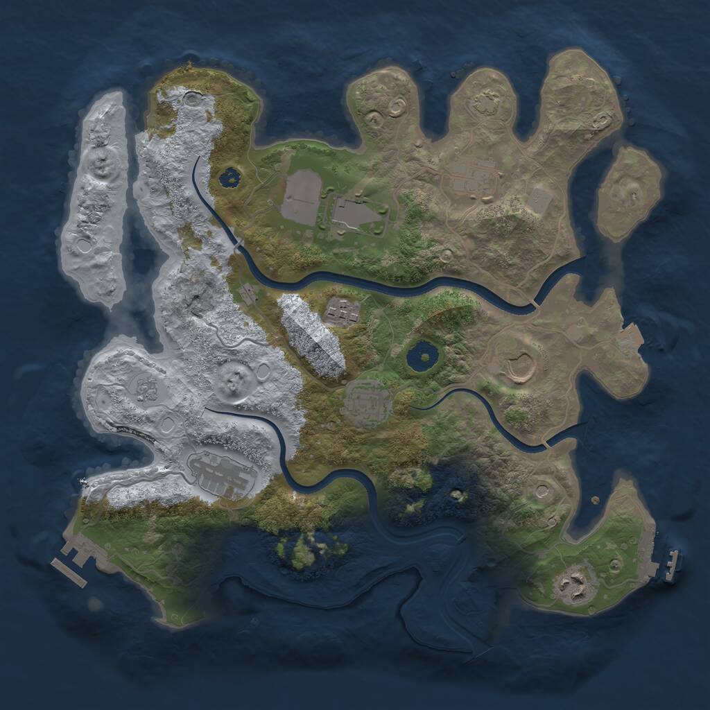 Rust Map: Procedural Map, Size: 3500, Seed: 1276721984, 13 Monuments