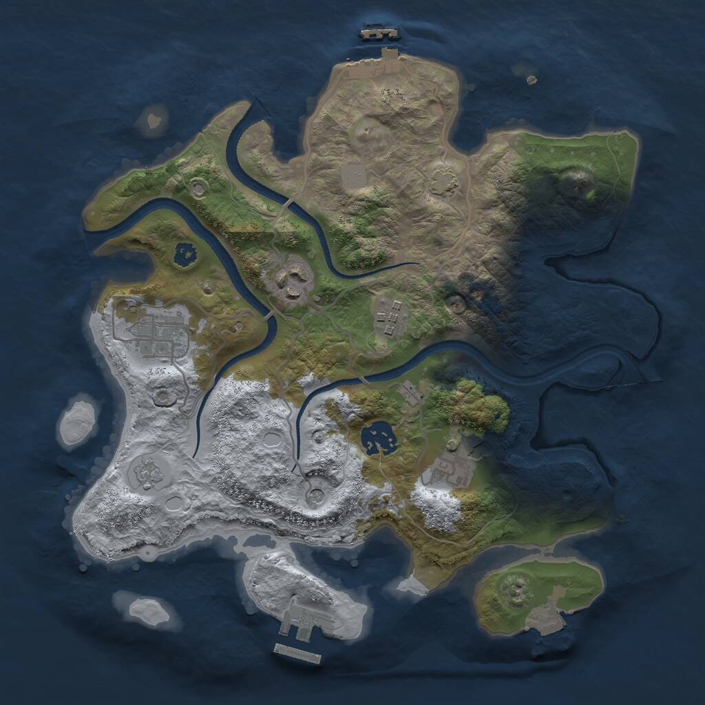 Rust Map: Procedural Map, Size: 3000, Seed: 663365599, 11 Monuments