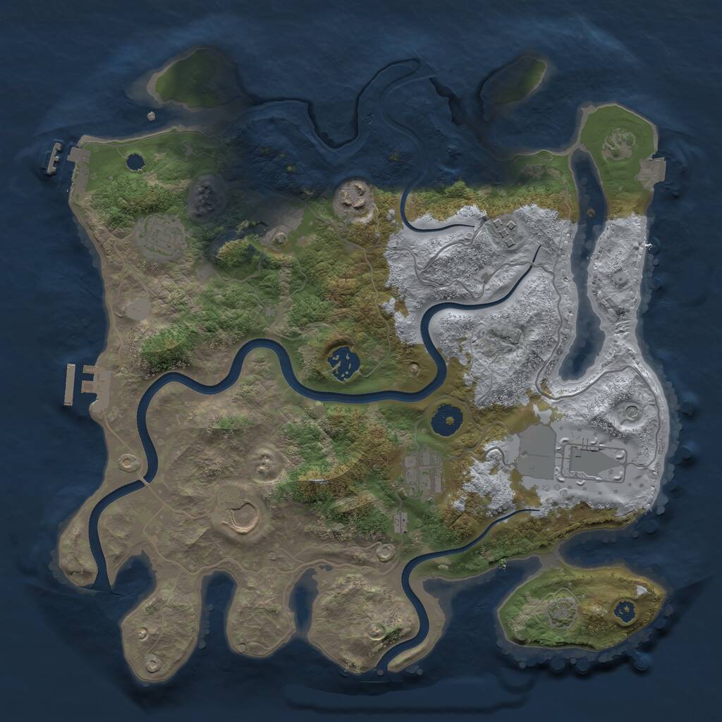 Rust Map: Procedural Map, Size: 3500, Seed: 1041482989, 13 Monuments