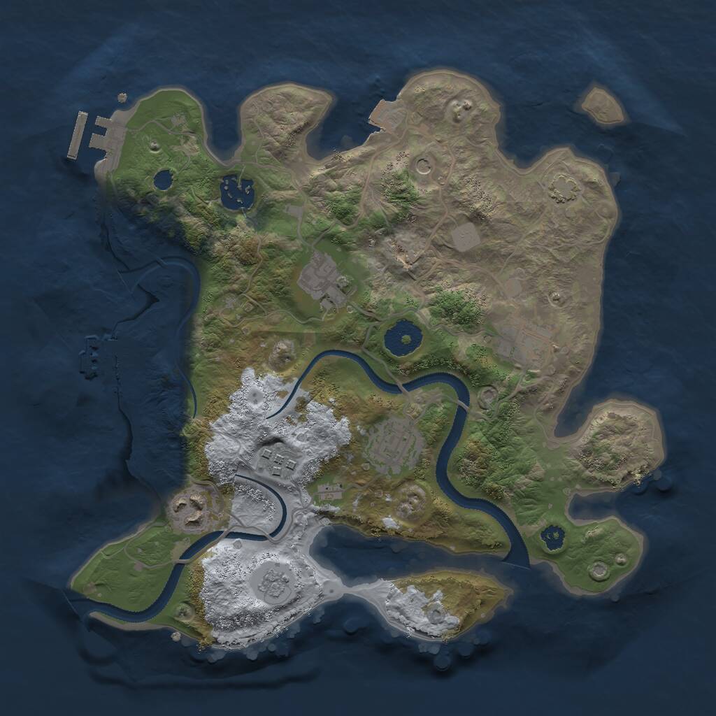 Rust Map: Procedural Map, Size: 3000, Seed: 256597751, 12 Monuments