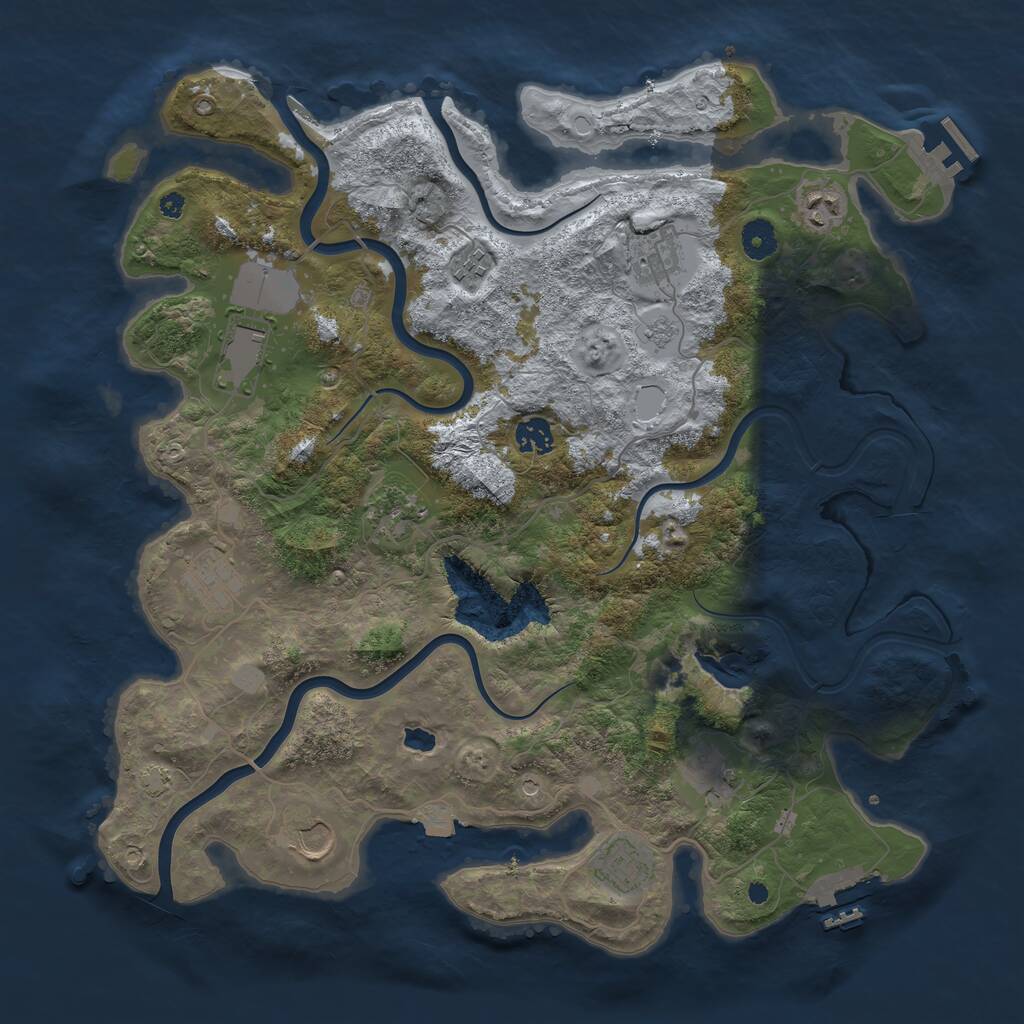 Rust Map: Procedural Map, Size: 4050, Seed: 1947608861, 16 Monuments
