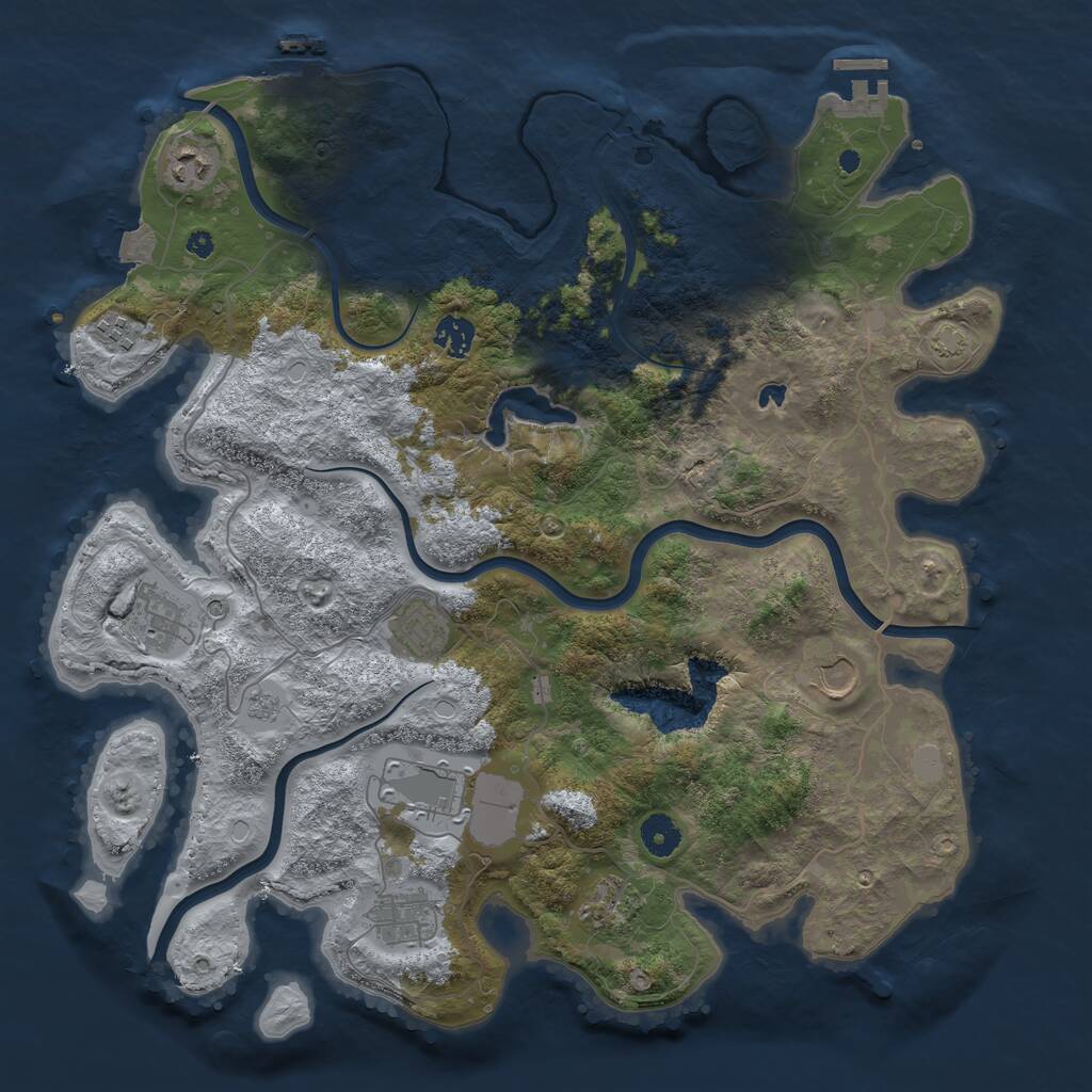 Rust Map: Procedural Map, Size: 4050, Seed: 1836020628, 15 Monuments