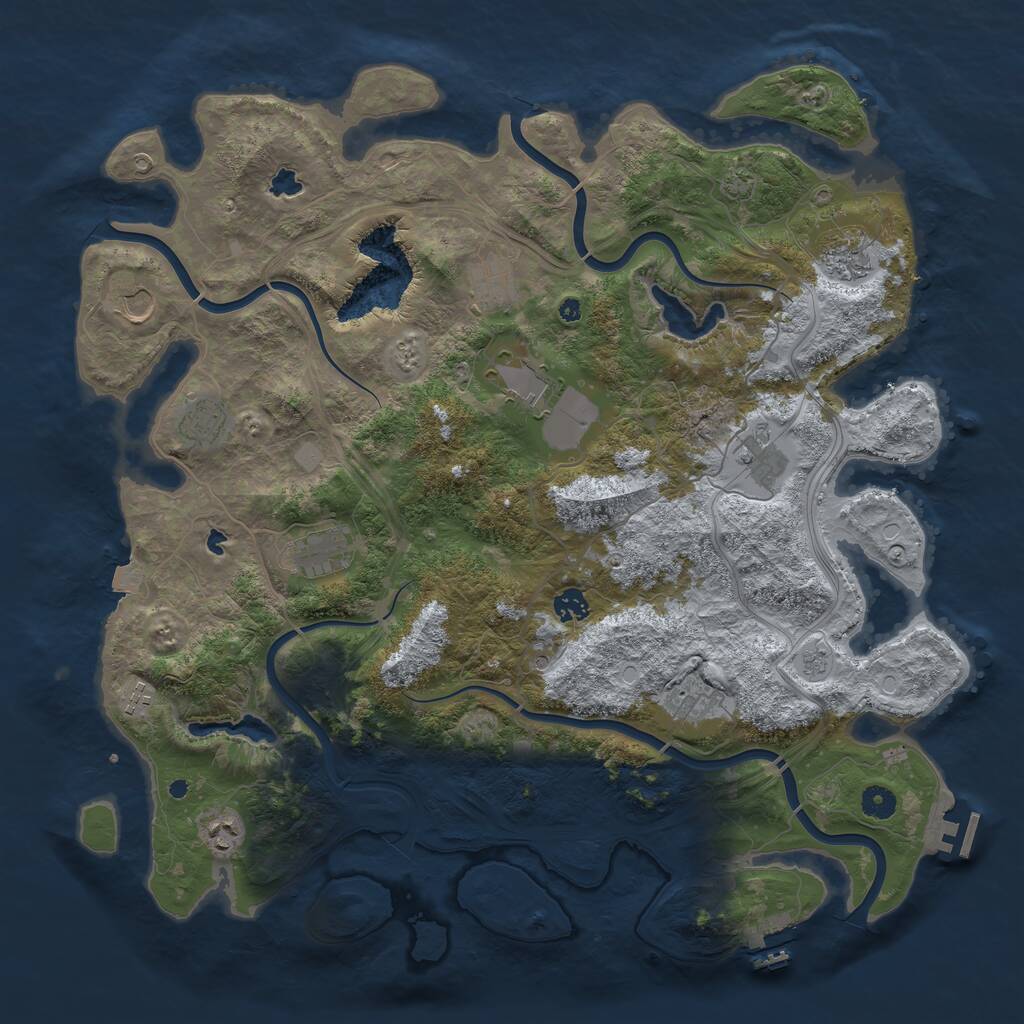 Rust Map: Procedural Map, Size: 4500, Seed: 2046578254, 17 Monuments