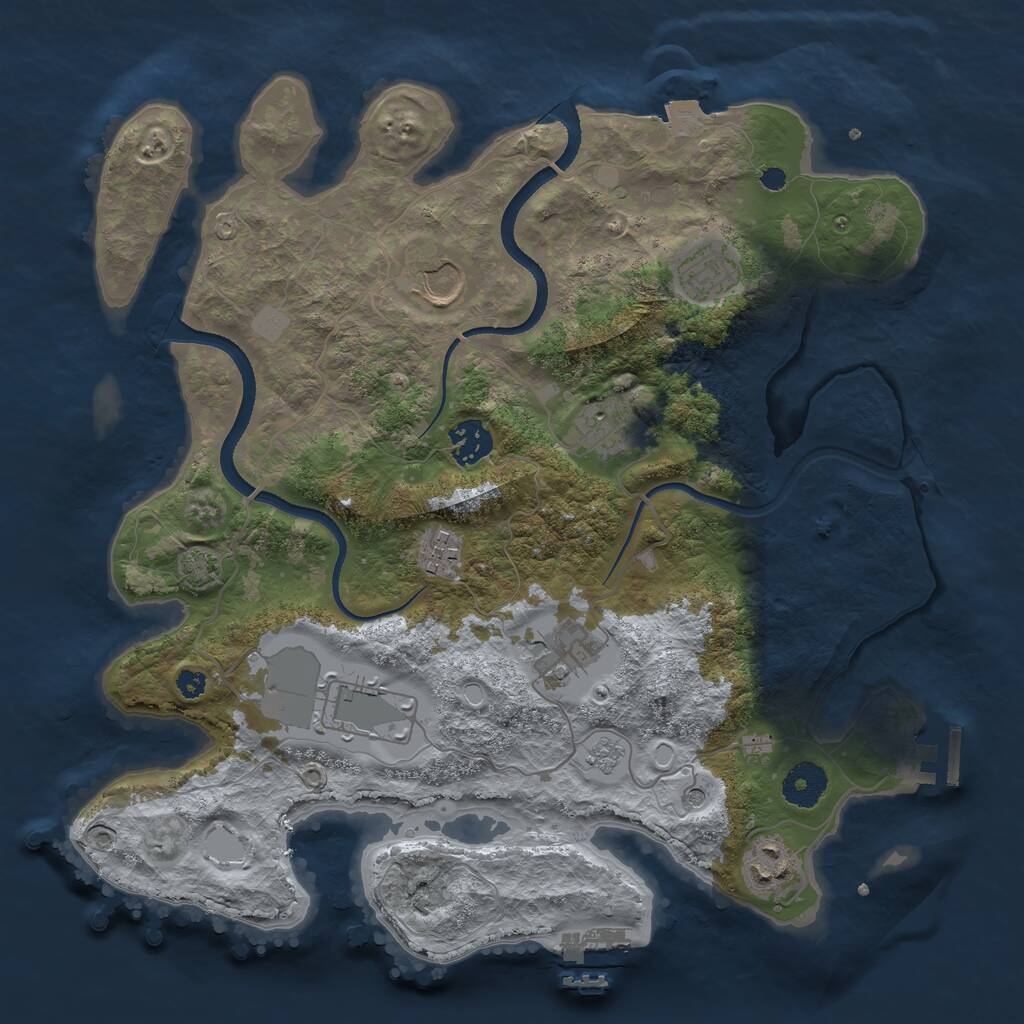 Rust Map: Procedural Map, Size: 3500, Seed: 2087595652, 14 Monuments