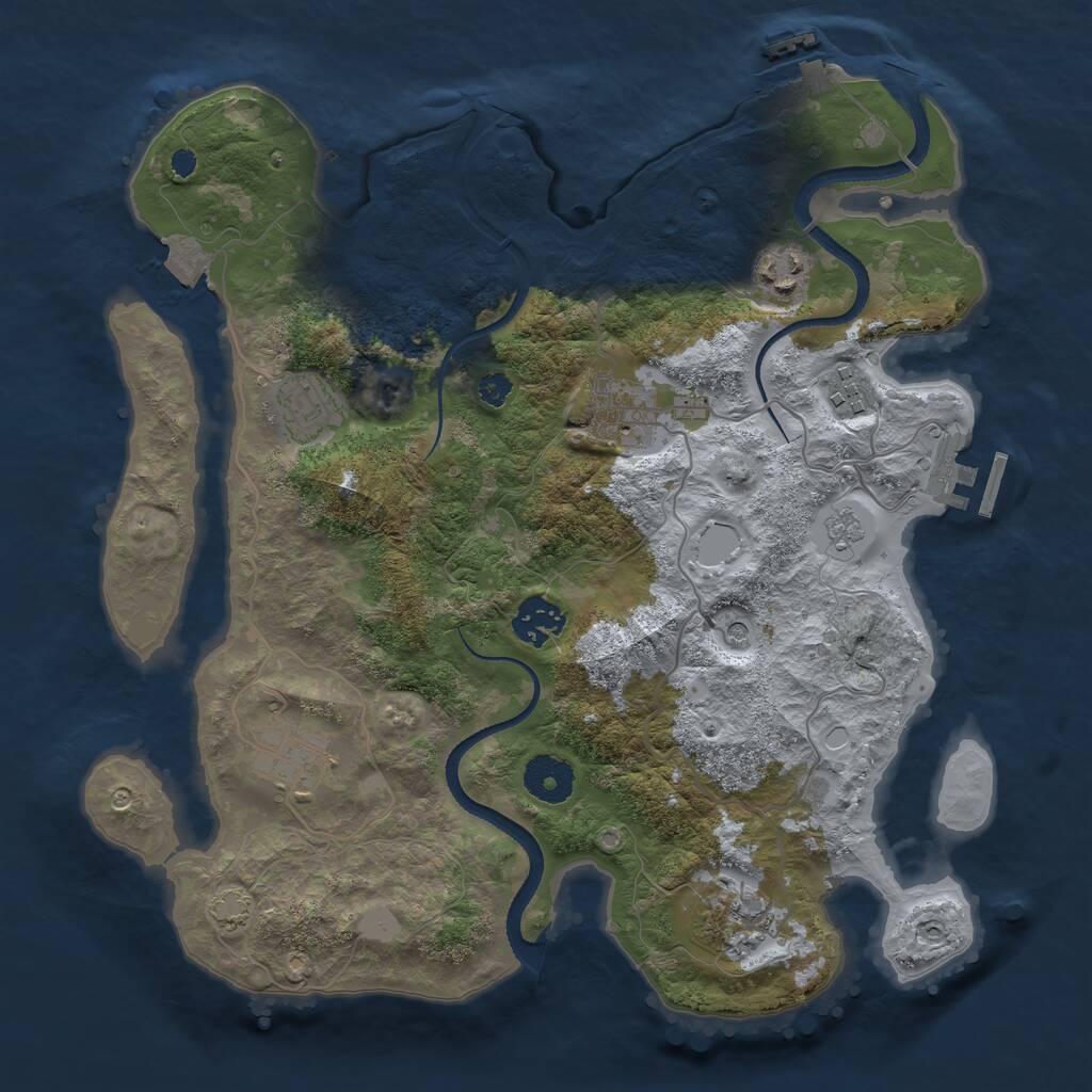 Rust Map: Procedural Map, Size: 3350, Seed: 849283604, 13 Monuments