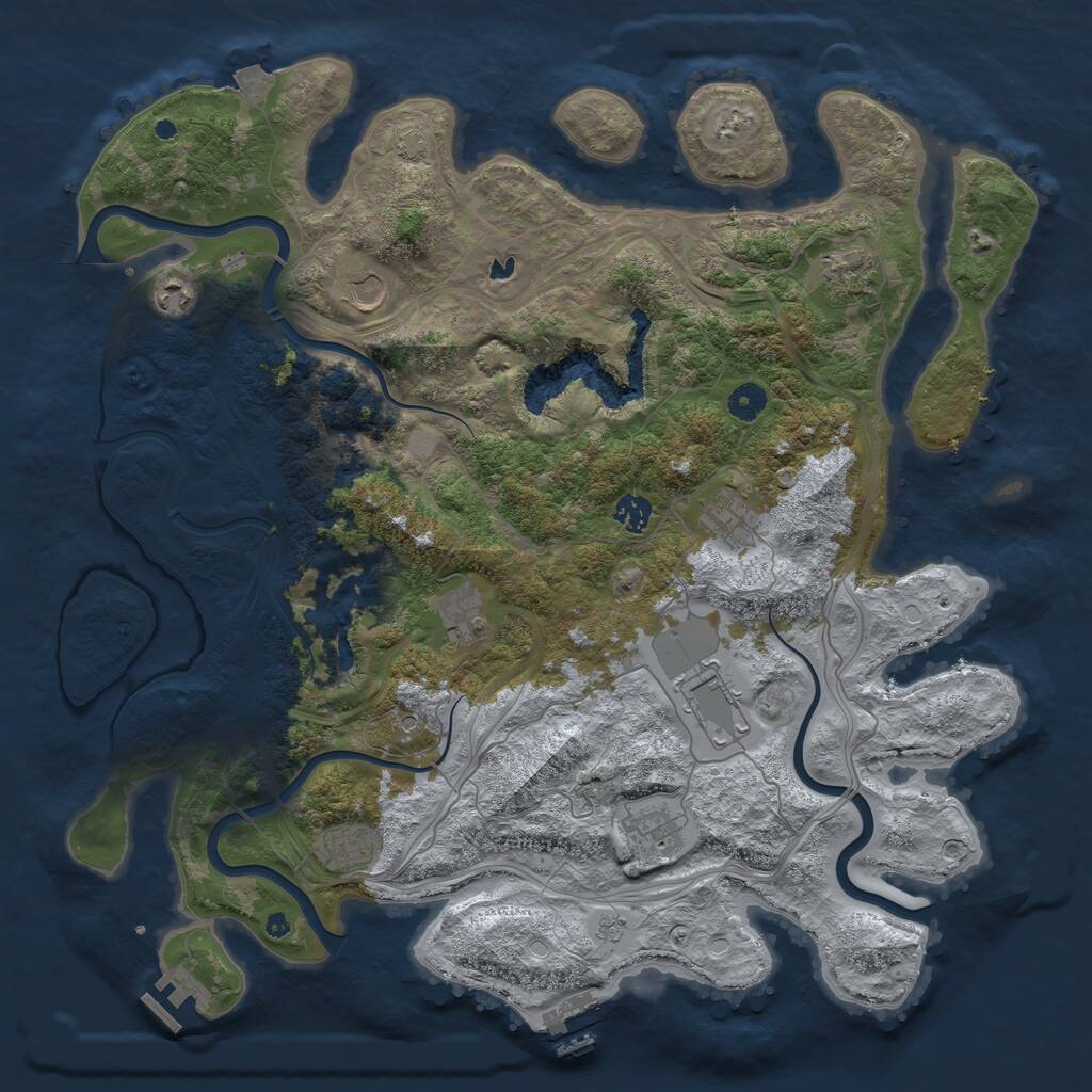 Rust Map: Procedural Map, Size: 4400, Seed: 25345, 16 Monuments