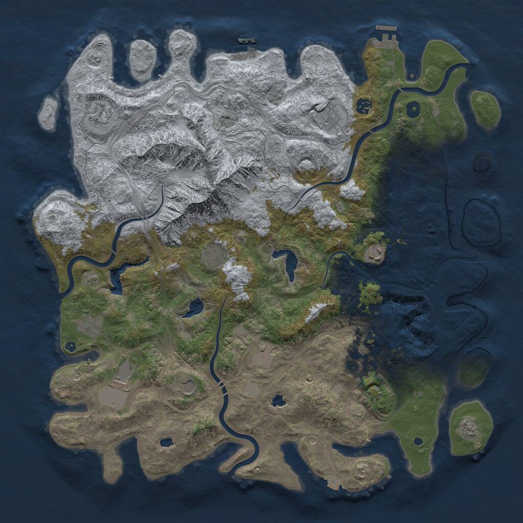 Rust Map: Procedural Map, Size: 5000, Seed: 1023406387, 17 Monuments
