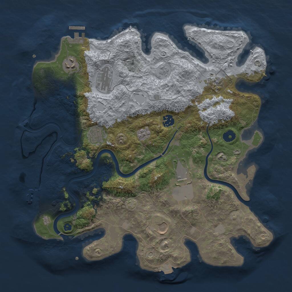 Rust Map: Procedural Map, Size: 3659, Seed: 9677, 14 Monuments