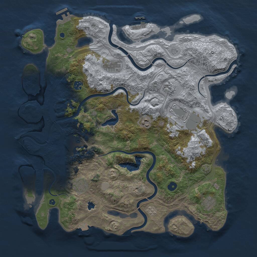Rust Map: Procedural Map, Size: 4250, Seed: 2054273771, 15 Monuments