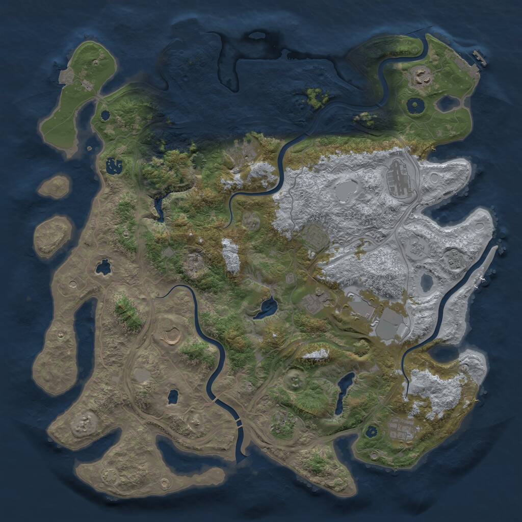 Rust Map: Procedural Map, Size: 4500, Seed: 2029498245, 17 Monuments