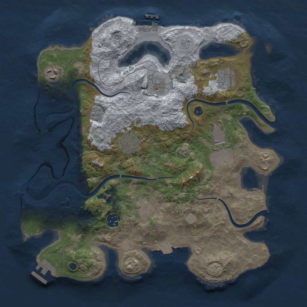 Rust Map: Procedural Map, Size: 3500, Seed: 1205013201, 14 Monuments